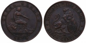 1870. Gobierno Provisional. 5 céntimos. Cu. EBC-. Est.40.