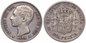 1876*76. Alfonso XII (1874-1885). 1 peseta. Ag. MBC-. Est.20.
