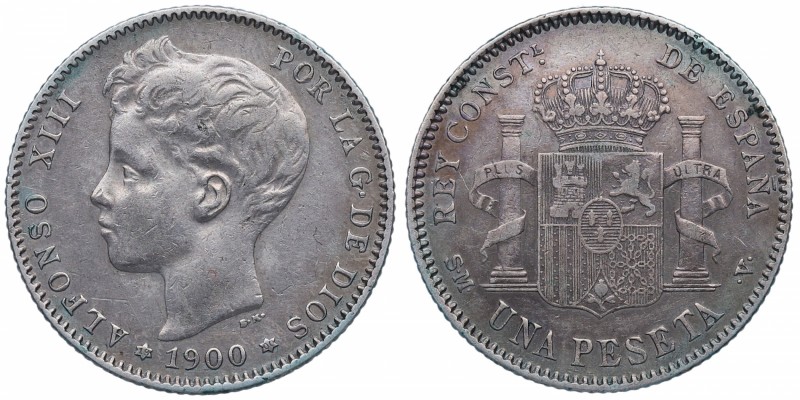 1900*00. Alfonso XIII (1886-1931). Madrid. 1 peseta. SMV. A&C 432. Ag. Ligeras m...