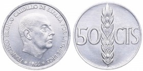 1966*19/69. Franco (1939-1975). 50 Céntimos. Cu-Ni. 0,96 g. SC. Est.6.
