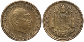 1953*60. Franco (1939-1975). 1 peseta. Cu-Ni. EBC. Est.30.