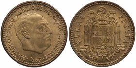 1963*63. Franco (1939-1975). 1 peseta. Cu-Ni. SC-. Est.10.