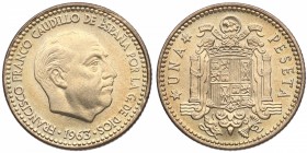 1963*19/64. Franco (1939-1975). 1 Peseta. Cu-Ni. 3,68 g. SC. Est.10.