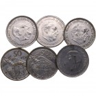 1957. Franco (1939-1975). Lote de 6 monedas: 50 pesetas. Cu-Ni. Falsas de época. Interesante. MBC- a EBC-. Est.40.