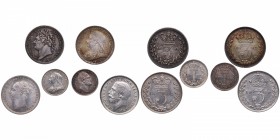 1826 a 1917. Gran Bretaña. Lote de 6 monedas: dos de 1 penique y 4 de 3 peniques. A EXAMINAR. Lote procedente de Moundy Sets. SC. Est.300.