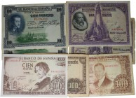 1925 a 1965. Billetes Españoles. Lote de 7 billetes: 100 pesetas. BC a EBC. Est.15.