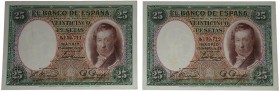 1931. II República (1931-1939). Pareja de 25 pesetas. Planchados. EBC. Est.80.