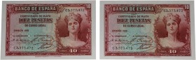 1935. II República (1931-1939). Pareja de 10 pesetas. Todo su apresto original. SC. Est.20.