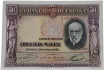 1935. II República (1931-1939). Madrid. 50 pesetas. Sin doblez, pero algo descuidado. SC-. Est.35.
