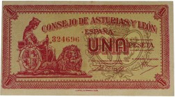 1936. Guerra Civil (1936-1939). 1 peseta Consejo de Asturias y León. Dobleces. Planchado. MBC. Est.14.