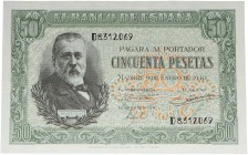 1940. Franco (1939-1975). 50 pesetas. Serie D. SC. Est.150.
