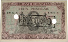 1940. Franco (1939-1975). 100 pesetas. Serie C. Doblez central. Falso de época. EBC. Est.40.