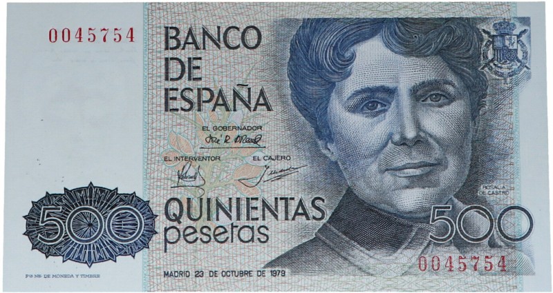 1979. Juan Carlos I (1975-2014). 500 pesetas. Sin serie. Número de serie con dos...