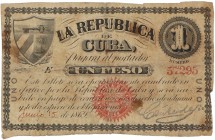 1869. Billetes Extranjeros. Cuba. Cuba. 1 peso de la República. MBC. Est.125.
