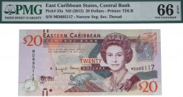 ND (2012). Billetes Extranjeros. Estados del Caribe Oriental. 20 dólares. Pick 53a. Certificado PMG 66 EPQ. SC. Est.40.