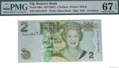 ND (2007). Billetes Extranjeros. Fiji. 2 dólares. Pick 109a. Certificado PMG 67 EPQ. SC. Est.30.