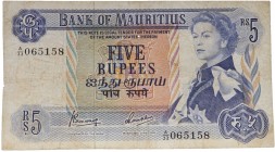 1967. Billetes Extranjeros. Mauricio. 5 rupias. MBC. Est.15.