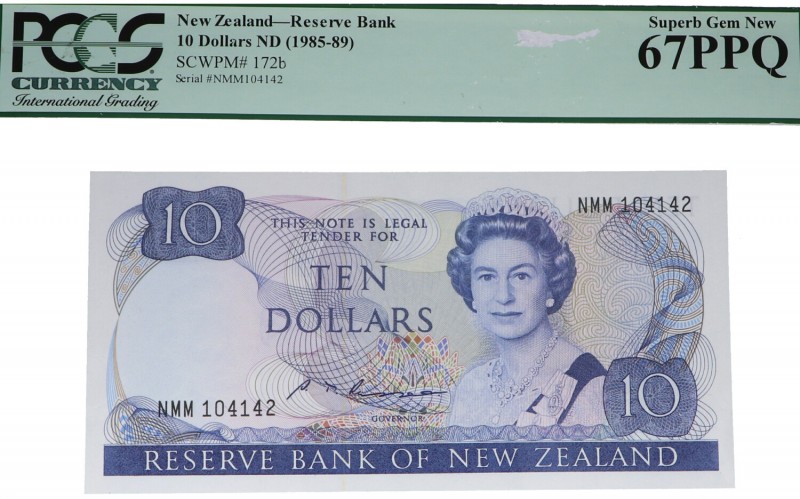 1985. Billetes Extranjeros. Nueva Zelanda. 10 dólares. SCWPM 172b. Certificado P...