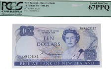 1985. Billetes Extranjeros. Nueva Zelanda. 10 dólares. SCWPM 172b. Certificado PCGS 67 PPQ. SC. Est.30.