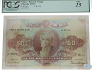 1920. Billetes Extranjeros. Portugal. 50 escudos. Certificado PCGS 15. RARO. MBC-. Est.1400.