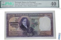 1929. Billetes Extranjeros. Portugal. 50 escudos. Certificado PMG 40. EBC-. Est.950.