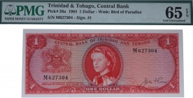 1964. Billetes Extranjeros. Trinidad y Tobago. 1 dólar. Pick 26a. Certificado PMG 65 EPQ. SC. Est.30.