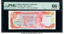 Belize Monetary Authority 5 Dollars 1.6.1980 Pick 39a PMG Gem Uncirculated 66 EPQ. 

HID09801242017

© 2020 Heritage Auctions | All Rights Reserved