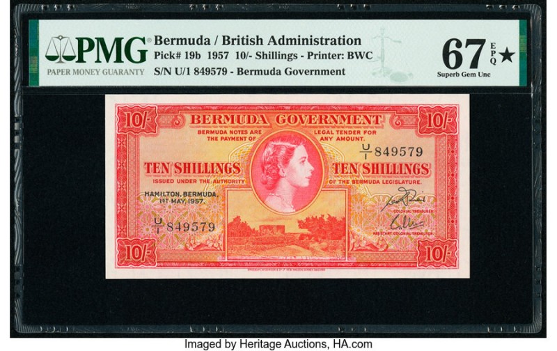 Bermuda Bermuda Government 10 Shillings 1.5.1957 Pick 19b PMG Superb Gem Unc 67 ...