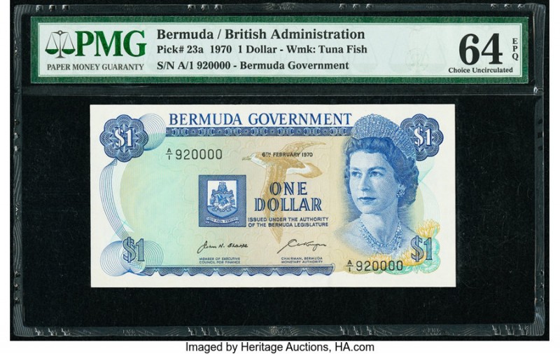 Bermuda Bermuda Government 1 Dollar 6.2.1970 Pick 23a PMG Choice Uncirculated 64...