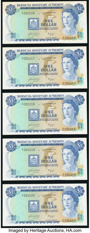 Bermuda Monetary Authority 1 Dollar 1.12.1976 Pick 28a* 5 Consecutive Replacemen...
