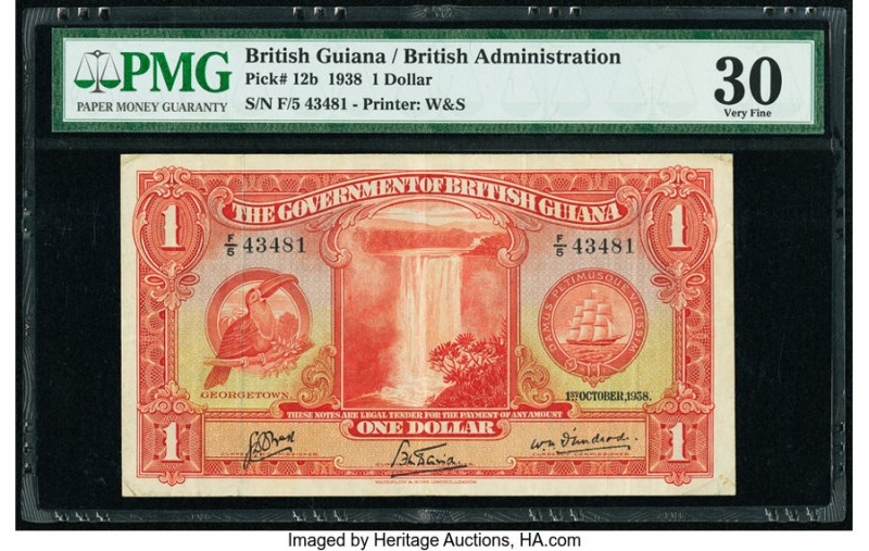 British Guiana Government of British Guiana 1 Dollar 1.10.1938 Pick 12b PMG Very...