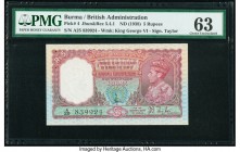 Burma Reserve Bank of India 5 Rupees ND (1938) Pick 4 Jhun5.4.1 PMG Choice Uncirculated 63. Staple holes at issue; minor rust.

HID09801242017

© 2020...