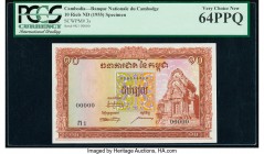 Cambodia Banque Nationale du Cambodge 10 Riels ND (1955) Pick 3s Specimen PCGS Very Choice New 64PPQ. 

HID09801242017

© 2020 Heritage Auctions | All...