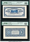 Colombia Banco Hipotecario de la Mutualidad 1 Peso Oro 1905 (ND ca. 1919) Pick S517p1; S517p2 Front and Back Proofs PMG Gem Uncirculated 66 EPQ; Uncir...