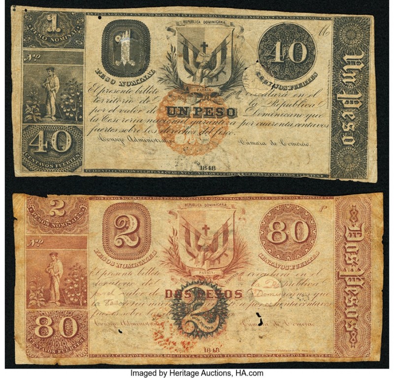 Dominican Republic Republica Dominicana 20 Pesos on 1 Peso = 40 Centavos; 40 Pes...