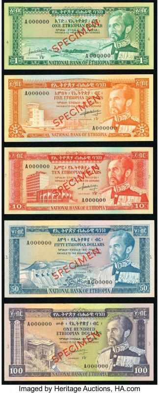 Ethiopia National Bank 1; 5; 10; 50; 100 Dollars ND (1966) Pick 25s; 26s; 27s; 2...