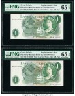Great Britain Bank of England 1 Pound ND (1970-77) Pick 374g* Two Consecutive Replacement Examples PMG Gem Uncirculated 65 EPQ. 

HID09801242017

© 20...