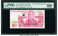Lao Banque Nationale du Laos 10 Kip ND (1974) Pick 15cts Color Trial Specimen PMG Gem Uncirculated 66 EPQ. Black Specimen overprints; one POC.

HID098...