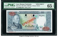 Lao Banque Nationale du Laos 5000 Kip ND (1975) Pick 19s Specimen PMG Gem Uncirculated 65 EPQ. Red Specimen and TDLR overprints; two POCs.

HID0980124...