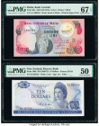 Malta Bank Centrali ta' Malta 10 Liri 1967 (ND 1979) Pick 36a PMG Superb Gem Unc 67 EPQ; New Zealand Reserve Bank 10 Dollars ND (1968-75) Pick 166b PM...