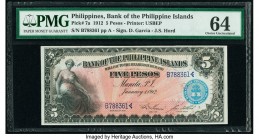 Philippines Bank of the Philippine Islands 5 Pesos 1.1.1912 Pick 7a PMG Choice Uncirculated 64. Great embossing is mentioned. 

HID09801242017

© 2020...