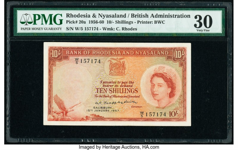 Rhodesia and Nyasaland Bank of Rhodesia and Nyasaland 10 Shillings 15.1.1957 Pic...