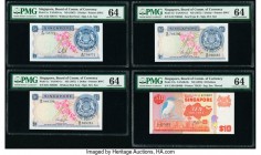 Singapore Board of Commissioners of Currency 1 Dollar (3) ND (1967); ND (1971); ND (1972) Pick 1a; 1c; 1d Three Examples PMG Choice Uncirculated 64 (3...