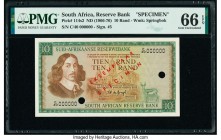 South Africa Republic of South Africa 10 Rand ND (1966-76) Pick 114s2 Specimen PMG Gem Uncirculated 66 EPQ. Punch hole cancelled with 2 holes. 

HID09...