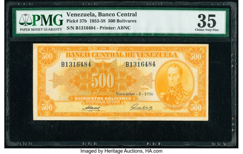 Venezuela Banco Central De Venezuela 500 Bolivares 8.11.1956 Pick 37b PMG Choice...