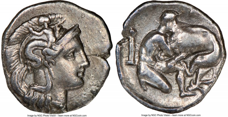 CALABRIA. Tarentum. Ca. 380-280 BC. AR diobol (12mm, 11h). NGC Choice VF. Ca. 32...