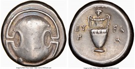 BOEOTIA. Thebes. Ca. 395-338 BC. AR stater (21mm, 12.18 gm, 1h). NGC Choice VF 5/5 - 4/5. Euwara-, magistrate. Boeotian shield / EY-FA/P-A in two line...