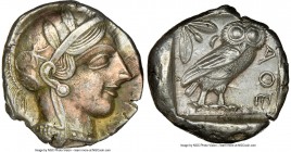 ATTICA. Athens. Ca. 455-440 BC. AR tetradrachm (25mm, 17.15 gm, 4h). NGC Choice AU 5/5 - 3/5, brushed. Early transitional issue. Head of Athena right,...