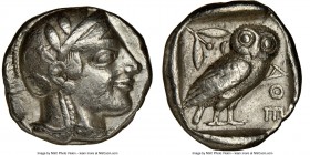 ATTICA. Athens. Ca. 455-440 BC. AR tetradrachm (24mm, 17.14 gm, 3h). NGC Choice VF 5/5 - 3/5. Early transitional issue. Head of Athena right, wearing ...