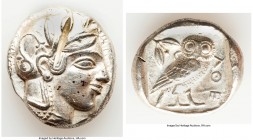 ATTICA. Athens. Ca. 455-440 BC. AR tetradrachm (26mm, 17.09 gm, 11h). XF, test cut. Early transitional issue. Head of Athena right, wearing crested At...